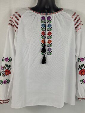 Ukrainian Dance Blouse Ukraine Dancing Shirt Floral Dance Ladies size 42
